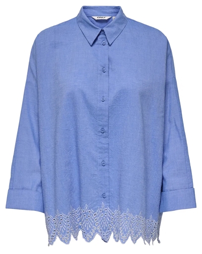 Only - Graces Tulum Embroidery Skjorte - Blue Bonne 
